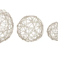 Silver Metal Geometric Decorative Orb Set