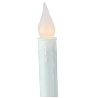 8.75" Pre-Lit White & Gold LED C5 Flickering Christmas Candle Lamp With Handle Base