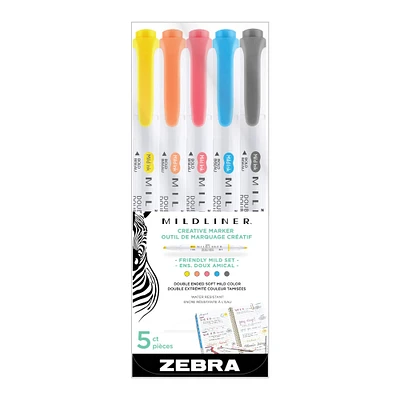 12 Packs: 5 ct. (60 total) Zebra Mildliner™ Friendly Double Ended Highlighters