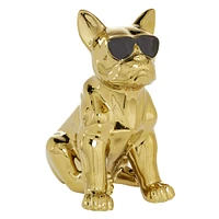 CosmoLiving by Cosmopolitan Gold Ceramic Glam Sculpture, Dog 12" x 6" x 10"