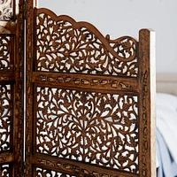 Brown Mango Wood Traditional Room Divider Screen