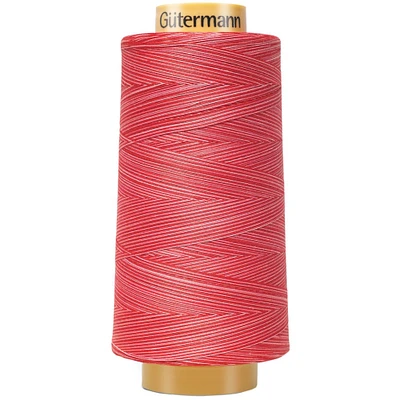 Gütermann Ruby Red Variegated Natural Cotton Thread, 3,281yd.