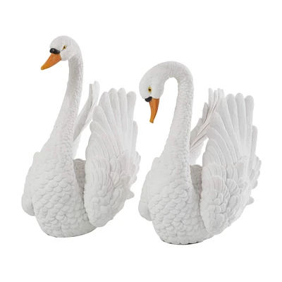 Textured White Swan Tabletop Décor Set