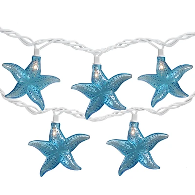 9ft. Blue Starfish Novelty White Wire String Lights, Set of 10