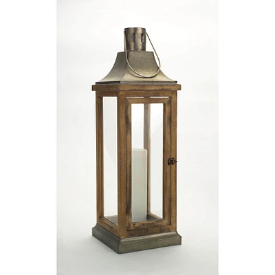 39.5'' Natural Wood & Metal Lantern