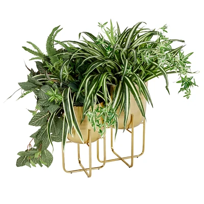 Gold Metal Contemporary Stand Planter Set