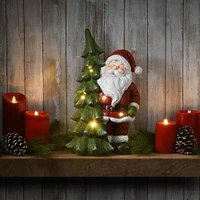 17" Lighted Santa with Christmas Tree Figurine