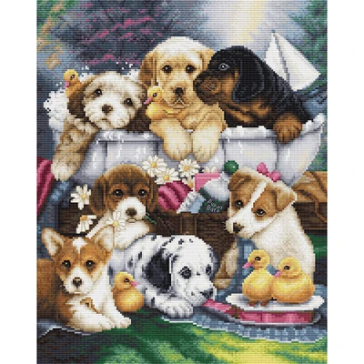 Luca-S Bath Time Pups Counted Cross-Stitch Kit