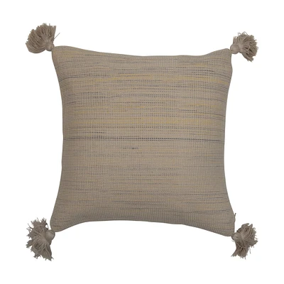 Woven Cotton Pillow with Tassels
