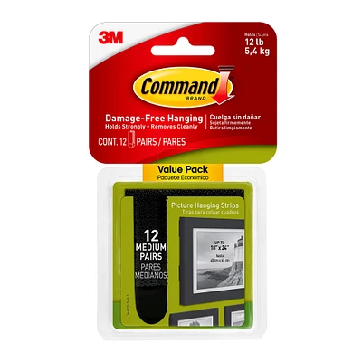 12 Packs: 12 ct. (144 total) 3M Command™ Medium Black Picture Hanging Strips