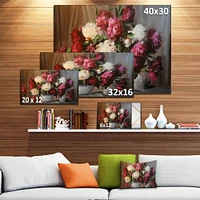 Designart - Bouquet of Blooming Peonies - Large Floral Wall Art Canvas