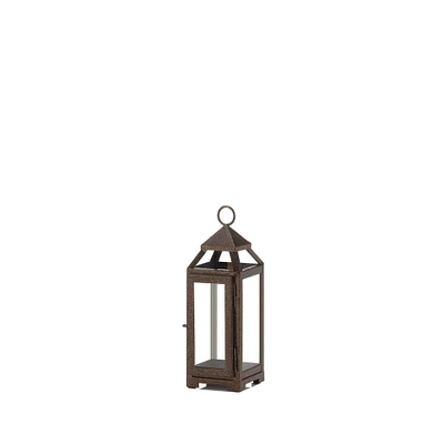 11" Iron & Glass Copper Lantern