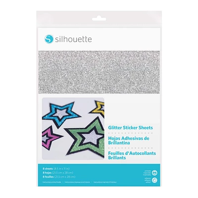 Silhouette® Silver Glitter Sticker Sheets, 8ct.