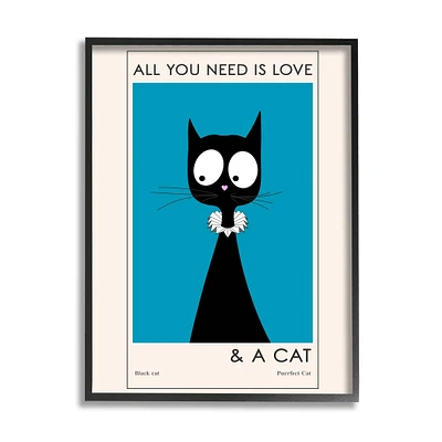 Stupell Industries Love and A Cat Phrase Funny Fashion Feline Framed Wall Art