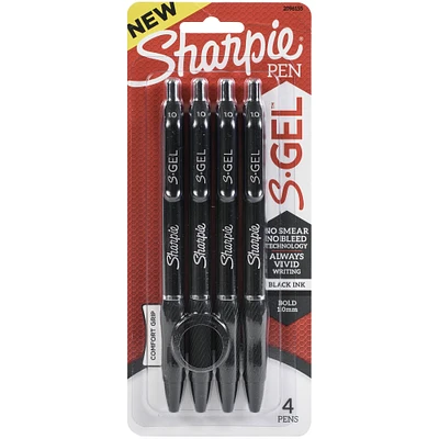 Sharpie® S-Gel™ Bold Point Black Pens, 4ct.