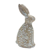 Floral Carved Rabbit Figurine Set