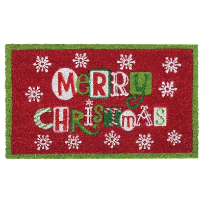 RugSmith Multi Machine Tufted Snowflakes Merry Christmas Doormat