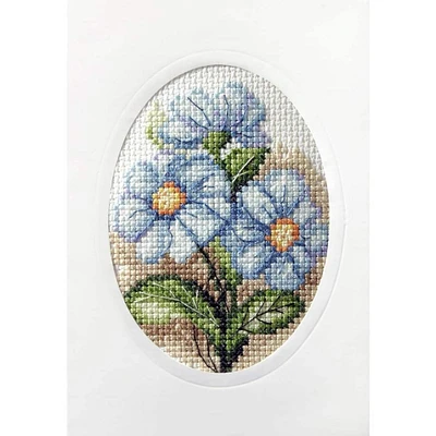Orchidea Blue Flowers Greeting Card Complete Cross Stitch Kit