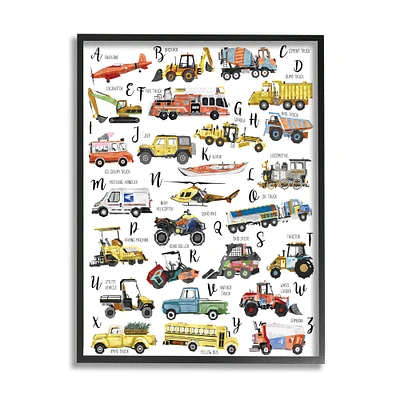 Stupell Industries ABC's of Motor Vehicles Kid's Alphabet Chart in Frame Wall Art