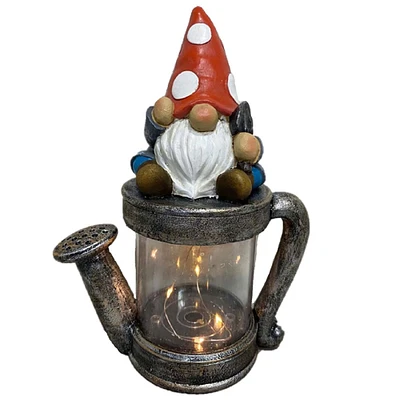 Santa's Workshop 10" Solar Gnome with Watering Can Decoration