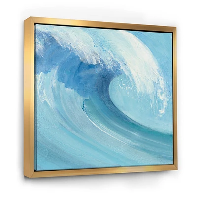 Designart - Ocean Wave Handpainted with White Foam - Nautical & Coastal Framed Canvas