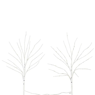 2 Pack 24in. Pre-Lit Artificial White Birch Branches, Warm White LED Lights