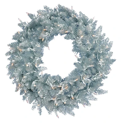 36" Pre-Lit Silver Fir Artificial Christmas Wreath, Warm White Dura-Lit LED Lights