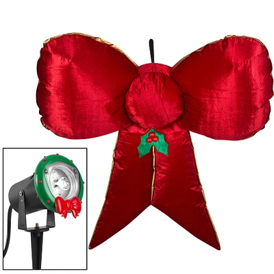 4.5ft. Airblown® Inflatable Mixed Media Hanging Velvet Bow with External Spotlight