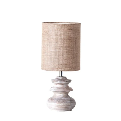 Bleached Mango Wood Table Lamp with Jute Shade