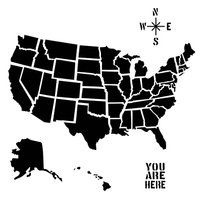 The Crafter's Workshop US Map Stencil
