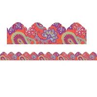 Eureka® Positively Paisley Coral Paisley Arch Deco Trim® Extra Wide Borders, 222ft.