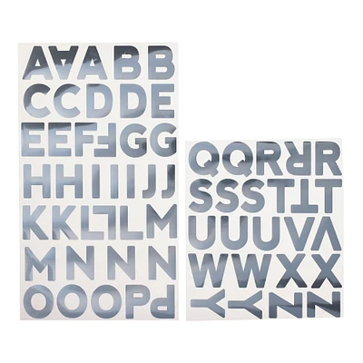 12 Packs: 62 ct. (744 total) Iron-On Silver Foil Block Alphabet by Make Market®
