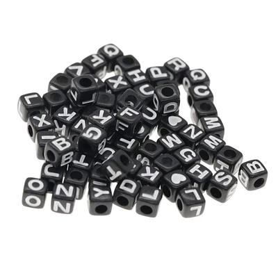 1/2lb. Black Square Alphabet Beads by Creatology™, 6.5mm