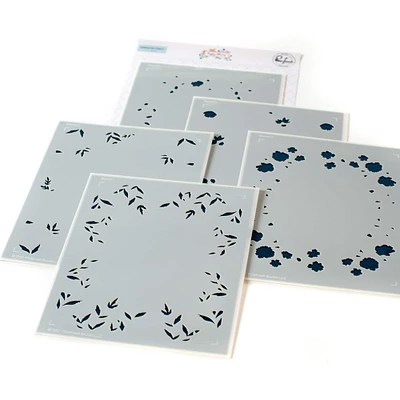 Pinkfresh Studio Happy Blooms Frame Layering Stencils Set