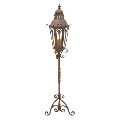 4.5ft. Brown Iron Rustic Candle Holder Lantern