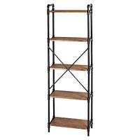 Honey Can Do Black 5-Tier Industrial Bookshelf