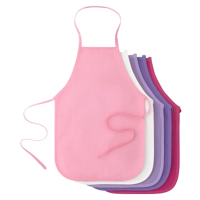 6 Pack: Pink, Purple & White Child Aprons by Make Market®