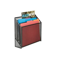 Mind Reader Black 3-Tier Jumbo Metal Mesh File Holder, Desktop File Box, Magazine & Document Organizer