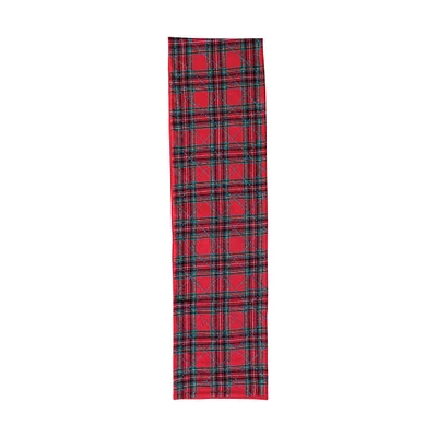 108" Red & Green Plaid Brushed Cotton Flannel Quilted Table Runner