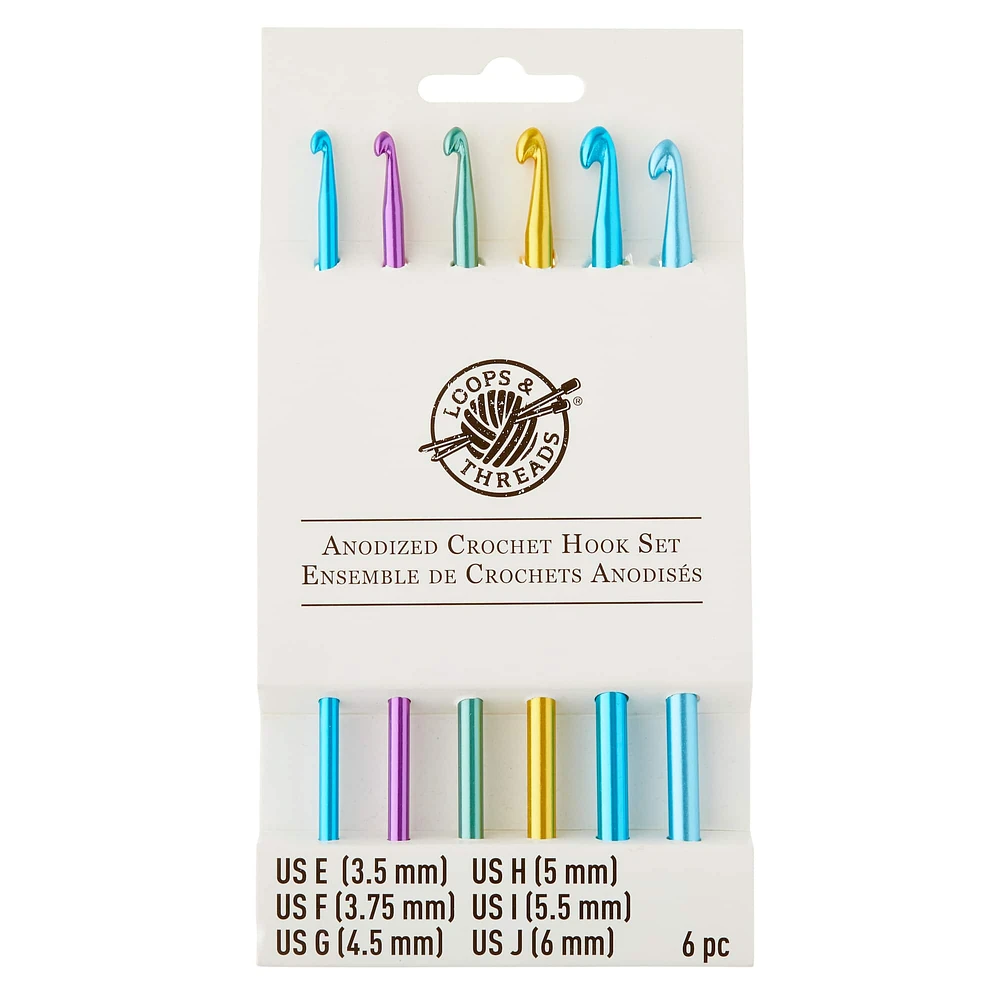 Anodized Crochet Hook Set by Loops & Threads®, E-J