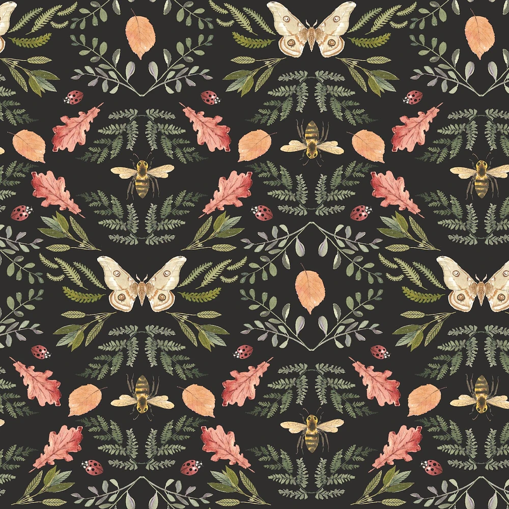 RoomMates Forest Cottage Bee & Butterfly Peel & Stick Wallpaper