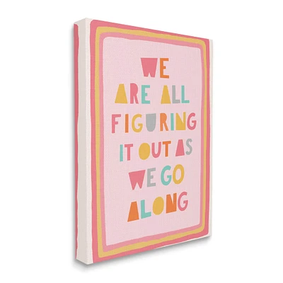 Stupell Industries Figuring Out as We Go Phrase Playful Pink Shapes Canvas Wall Art