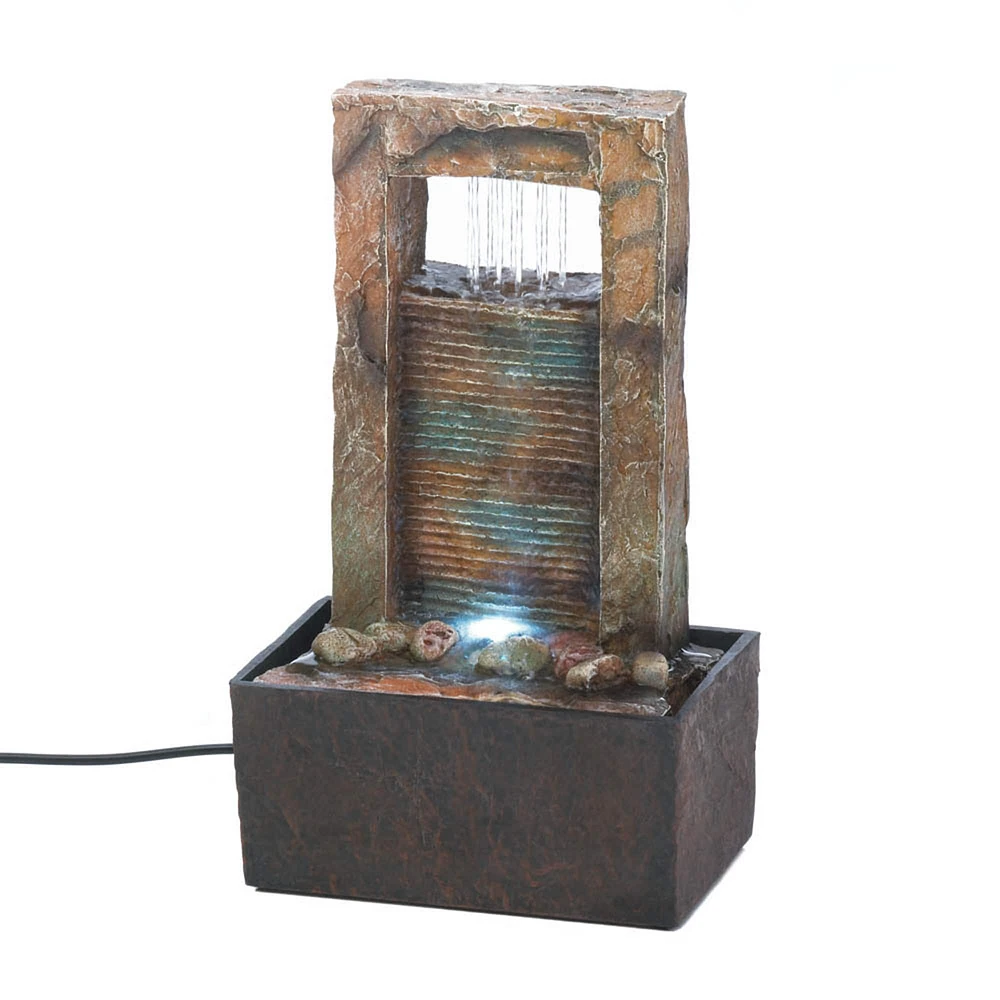 10" Cascading Water LED Tabletop Fountain