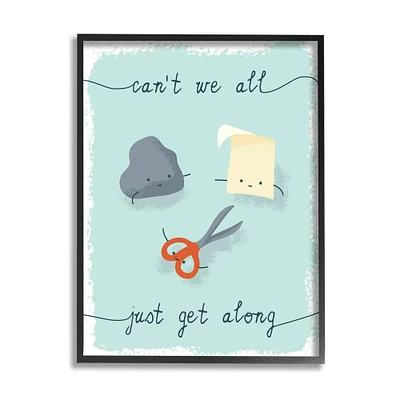 Stupell Industries Rock Paper Scissors Playful Illustration All Get Along in Frame Wall Art