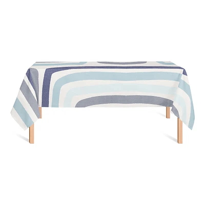 102" Abstract Blue Stripes Tablecloth