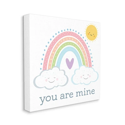 Stupell Industries You Are Mine Expression Smiling Cloud Sun Rainbow Canvas Wall Art