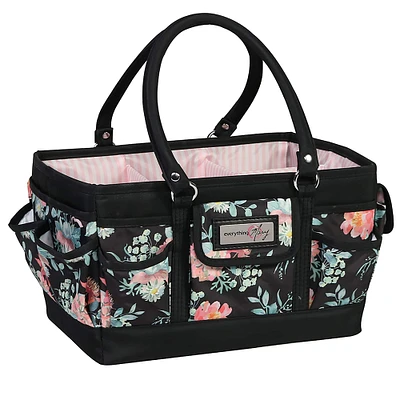 Everything Mary Black & Floral Deluxe Store & Tote Craft Organizer