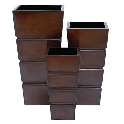 Brown Metal Rustic Planter Set