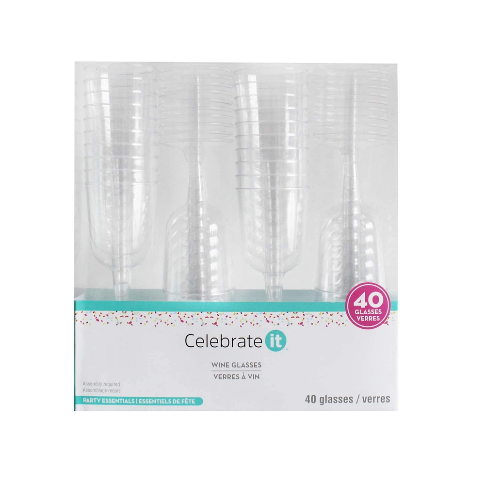 12 Packs: 40 ct. (480 total) Plastic Wine Glasses by Celebrate It™