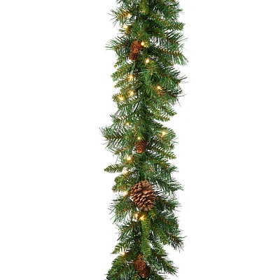 9' x 10" Pre-lit Pine Cone Artificial Christmas Garland with 50 Clear Lights-UL